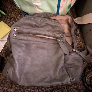 Grey backpack purse
